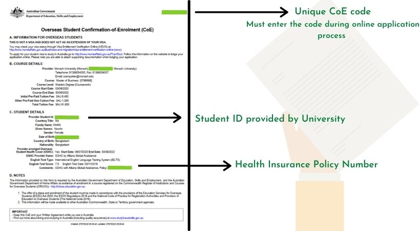 Confirmation of Enrollment (CoE)